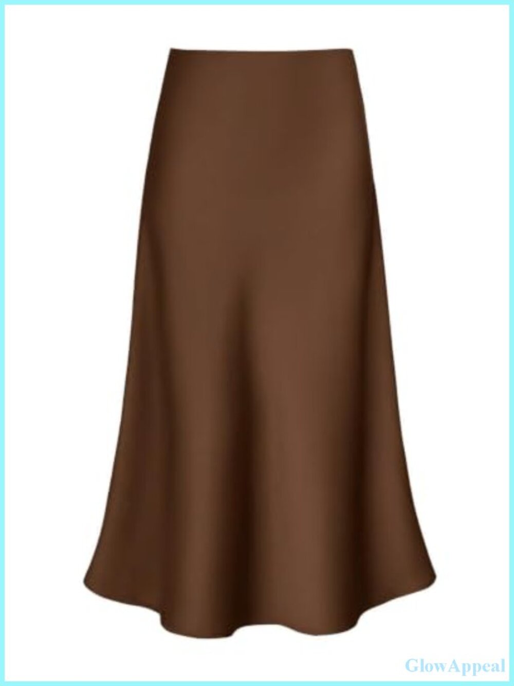Satin Midi Skirt High Waisted A Line Flowy Hem Women's Long Skirt